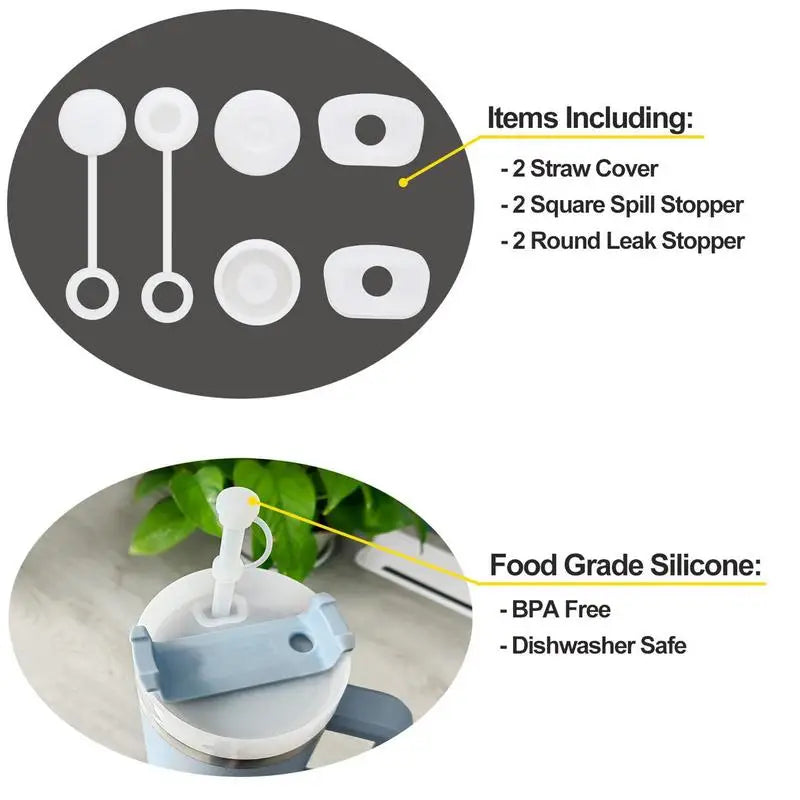 Silicone Spill Proof Stopper Compatible for Stanleys Cups 1.0 40Oz/ 30Oz Anti-Leak Straw Cover Caps Tumbler Accessories